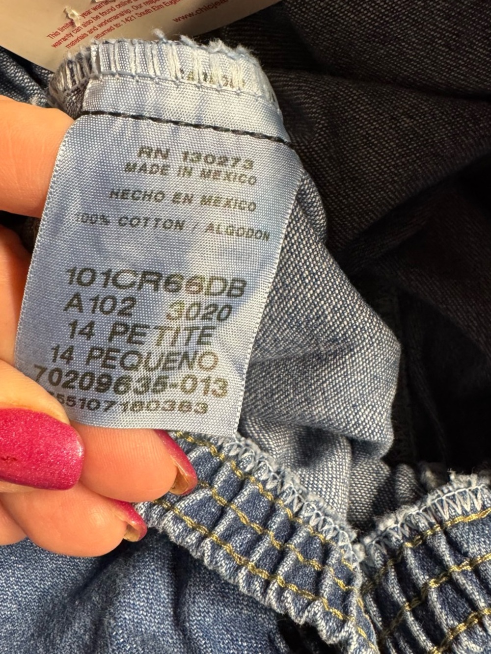 NWT  CHIC  Straight-Leg Elastic-Waist Pull-on Jeans SZ:  14 PETITE     #11 - Picture 7 of 9